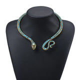 Vintage Snake Statement Necklace Adjustable Choker Collars