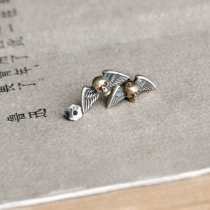 Vintage 925 Sterling Silver Skull Earrings Rock Stud Hip-hop Heart Eyes
