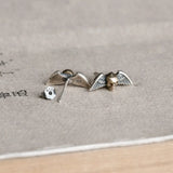 Vintage 925 Sterling Silver Skull Earrings Rock Stud Hip-hop Heart Eyes