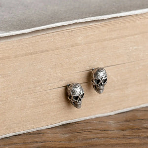 925 Sterling Silver Skull Earrings with Heart Eyes