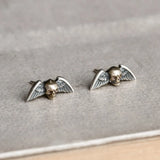 Vintage 925 Sterling Silver Skull Earrings Rock Stud Hip-hop Heart Eyes
