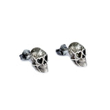 925 Sterling Silver Skull Earrings with Heart Eyes