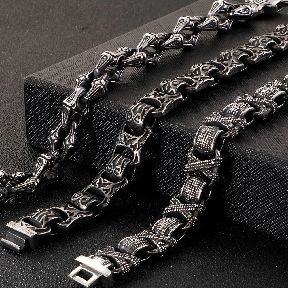 Vintage Men's Stainless Steel Bracelet 15MM Chain