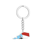 Vintage South Yemen Map Flag Ethnic Style Stainless Steel Keychain