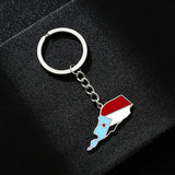 Vintage South Yemen Map Flag Ethnic Style Stainless Steel Keychain