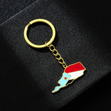 Vintage South Yemen Map Flag Ethnic Style Stainless Steel Keychain
