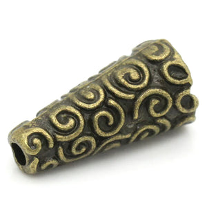 Vintage Spacer Beads Cone Antique Bronze Carved Metal Loose Beads