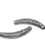 Vintage Curved Tube Spacer Beads Antique Silver Filigree Metal Loose Beads