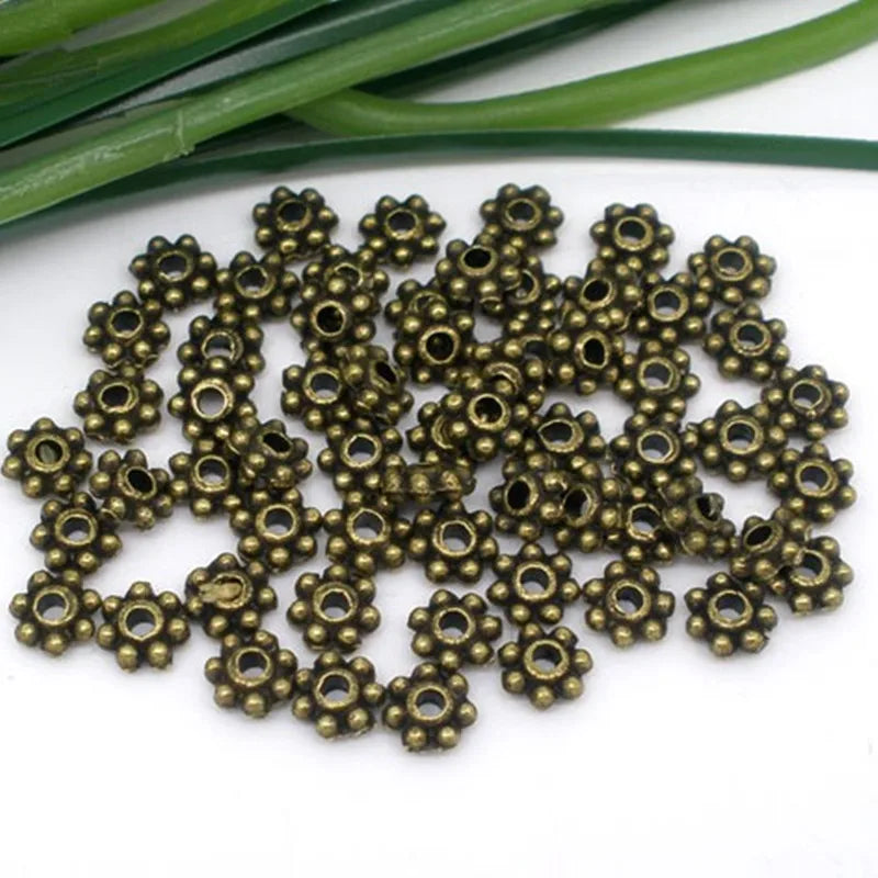 Antique Bronze Flower Spacer Beads DIY Earrings Jewelry Findings 1000PCs