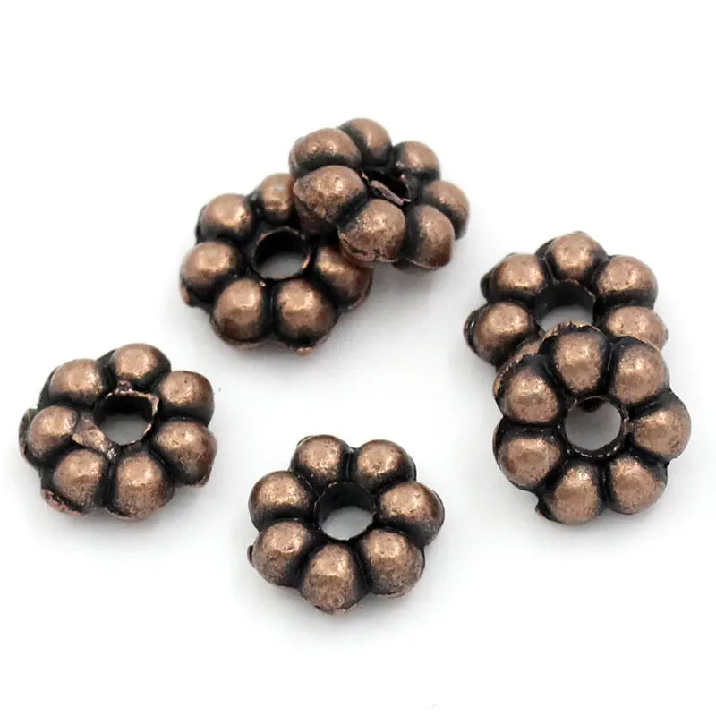 Vintage Flower Spacer Beads Antique Copper DIY Jewelry 4.8mm x 4.8mm
