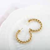Vintage Spiral Twist Hoop Earrings Stainless Steel