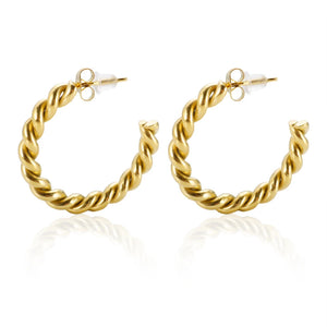 Vintage Spiral Twist Hoop Earrings Stainless Steel