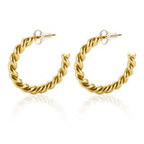 Vintage Spiral Twist Hoop Earrings Stainless Steel