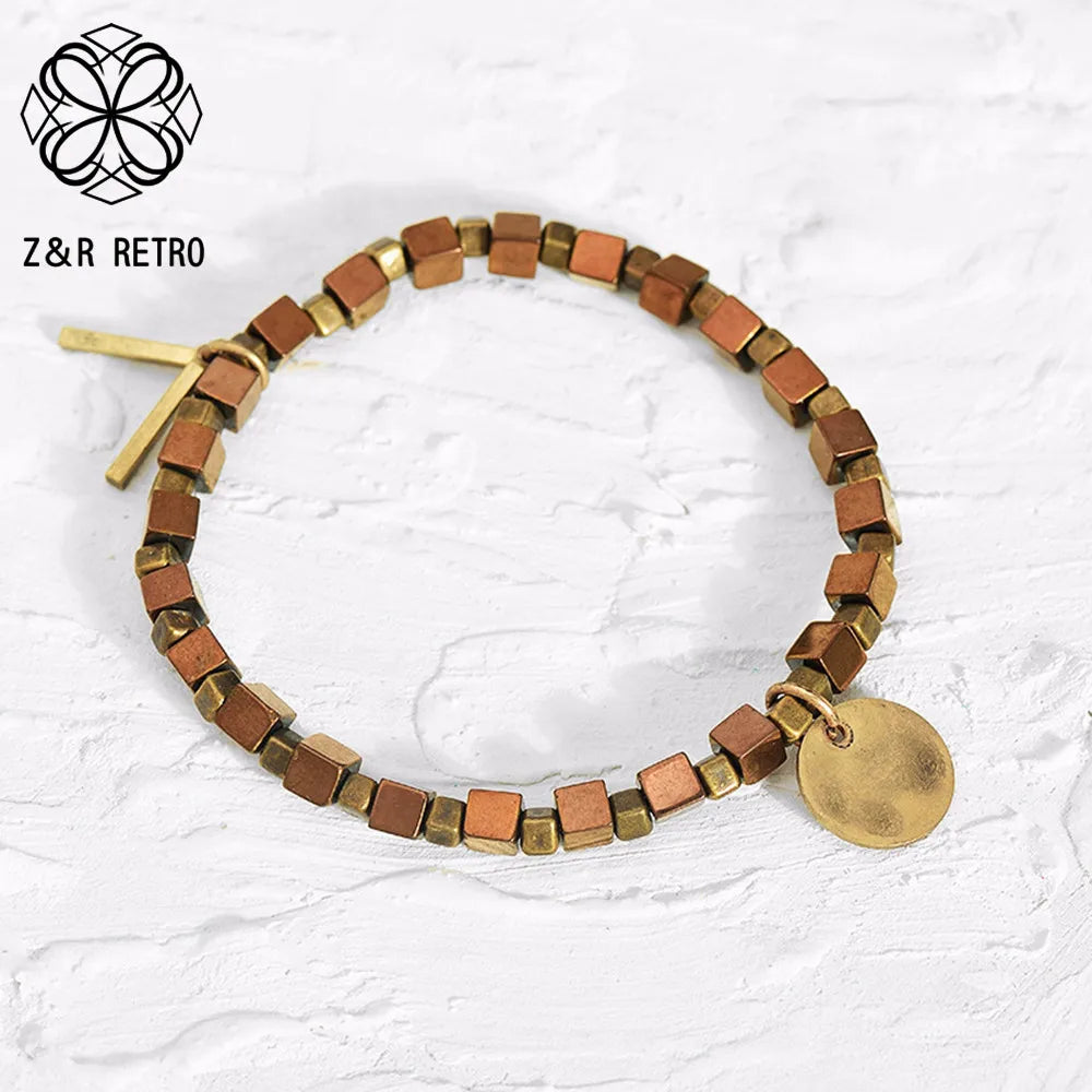 Vintage Square Beads Bracelet & Bangle for Women