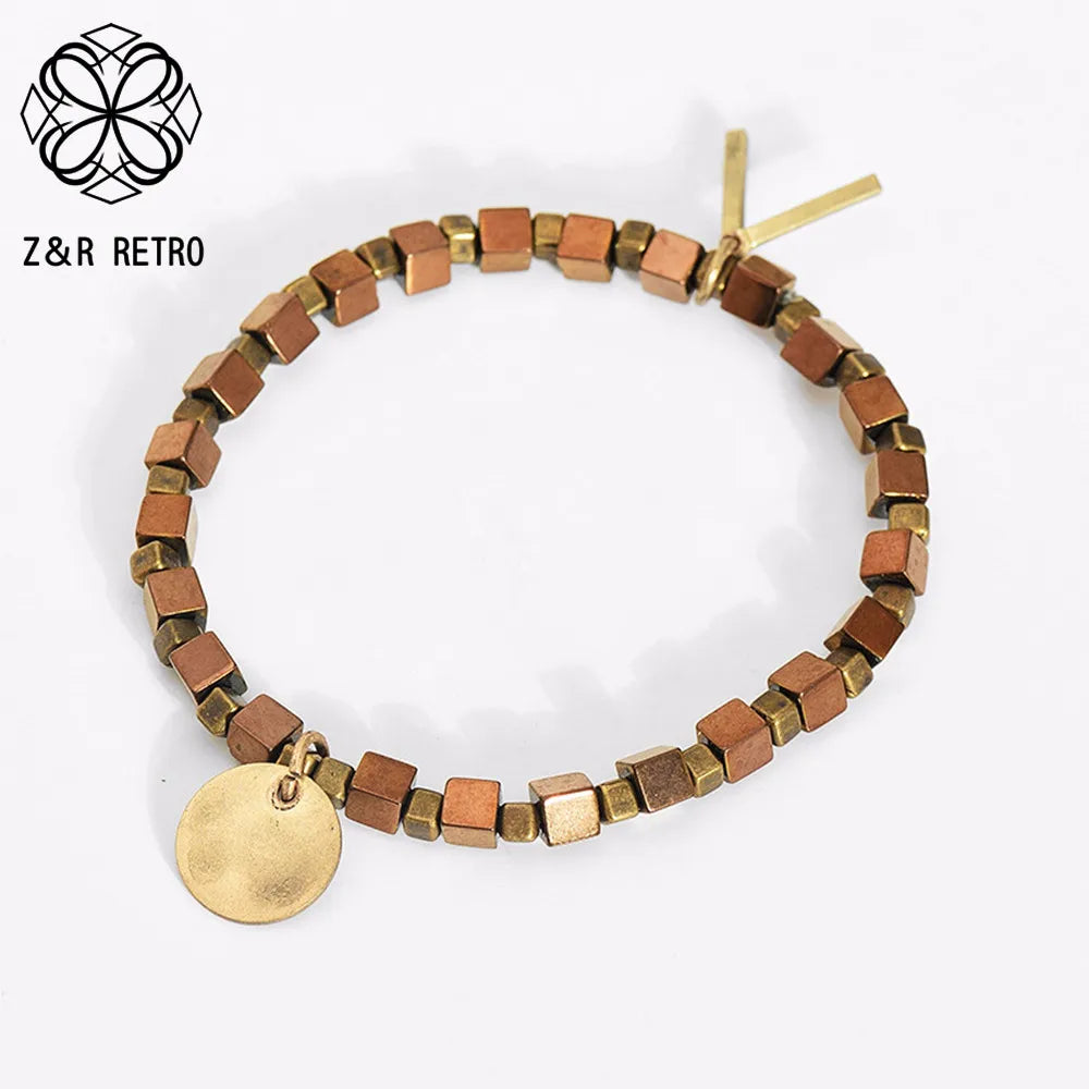 Vintage Square Beads Bracelet & Bangle for Women