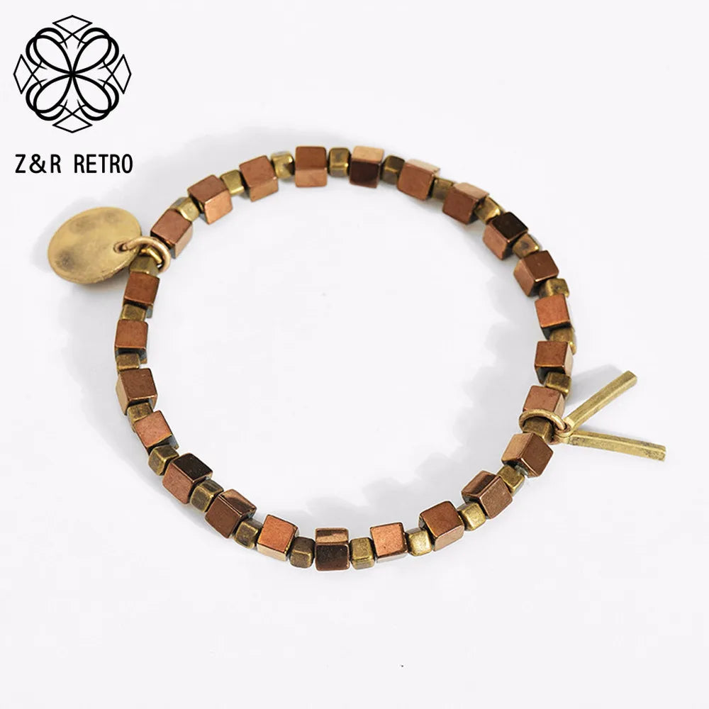 Vintage Square Beads Bracelet & Bangle for Women