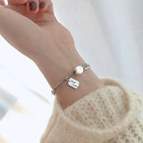 Vintage Square Letter LUCK 925 SterlingThai Silver Bracelet For Women