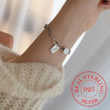 Vintage Square Letter LUCK 925 SterlingThai Silver Bracelet For Women