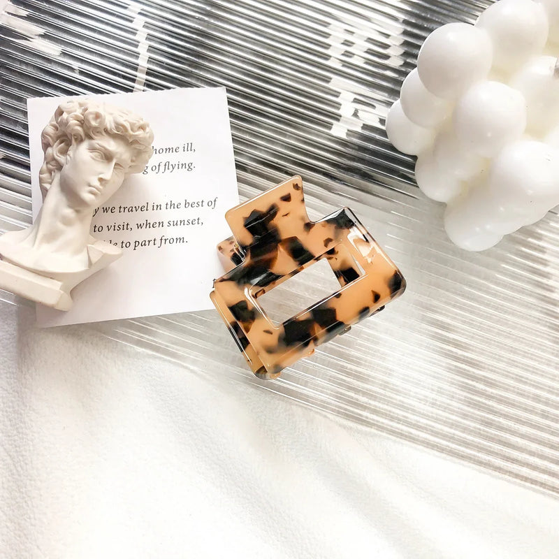 Vintage Square Hair Clip Print Hair Claw Clips Hairpin Crab Barrette