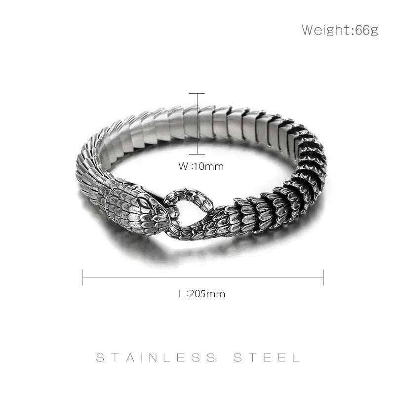 Vintage Stainless Steel Bracelet Silver Metal Snake Chains Wristband