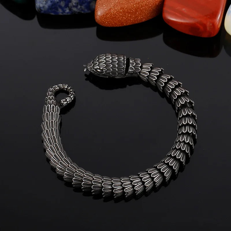 Vintage Stainless Steel Bracelet Silver Metal Snake Chains Wristband