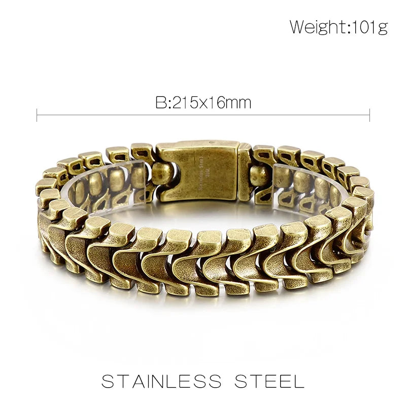 Vintage Stainless Steel Bracelet 16MM Wide for Men