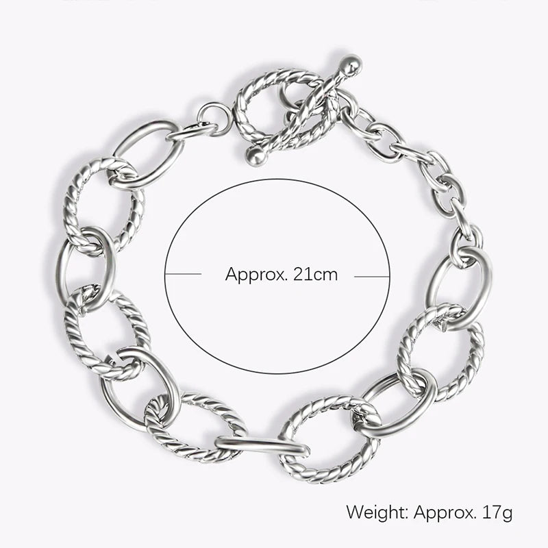 Stainless Steel Bracelet with Toggle Silver Cable Wire Chain