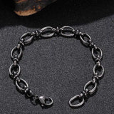 Vintage Stainless Steel Chain Bracelet Geometric Oval Width GS0105
