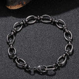 Vintage Stainless Steel Chain Bracelet Geometric Oval Width GS0105