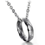 Vintage Stainless Steel Circle Ring Pendant Link Chain Necklace For Men