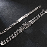 Vintage Stainless Steel Cross Bracelet Men With Lobster Clasp