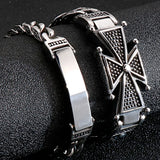 Vintage Stainless Steel Cross Bracelet Men With Lobster Clasp
