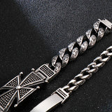Vintage Stainless Steel Cross Bracelet Men With Lobster Clasp
