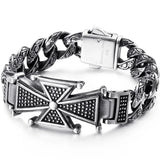 Vintage Stainless Steel Cross Bracelet Men With Lobster Clasp