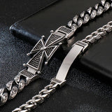 Vintage Stainless Steel Cross Bracelet Men With Lobster Clasp