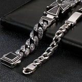 Vintage Stainless Steel Cross Bracelet Men With Lobster Clasp