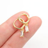 Vintage Stainless Steel Crystal Star Hoop Earrings Punk Jewelry
