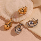 Vintage Crystal Hollow Droplet Earrings 18K Plated Jewelry for Women