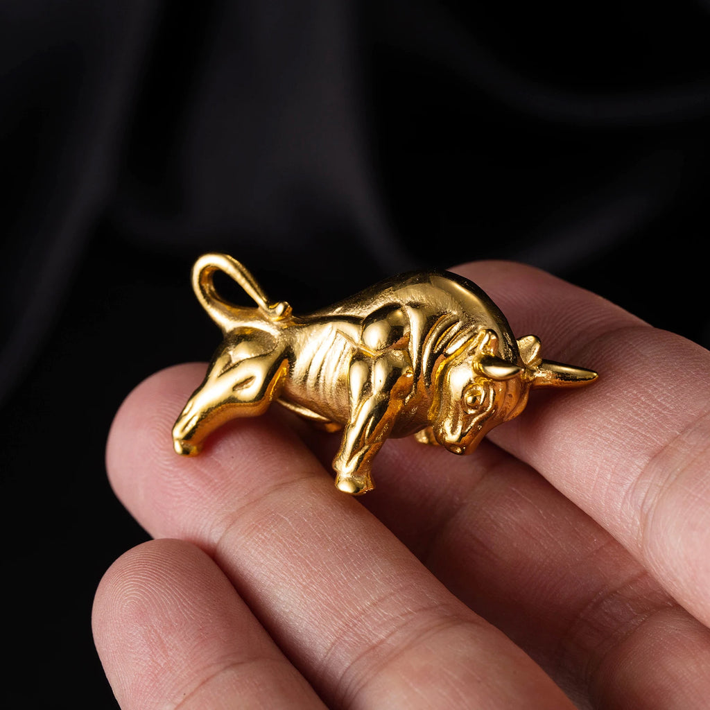 Vintage Steel Bull Pendant Chain Necklace for Men