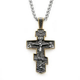 Vintage Stainless Steel Jesus Cross Necklace Men Chain Biker Amulet Cross