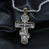 Vintage Stainless Steel Jesus Cross Necklace Men Chain Biker Amulet Cross