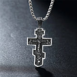 Vintage Stainless Steel Jesus Cross Necklace Men Chain Biker Amulet Cross