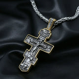 Vintage Stainless Steel Jesus Cross Necklace Men Chain Biker Amulet Cross