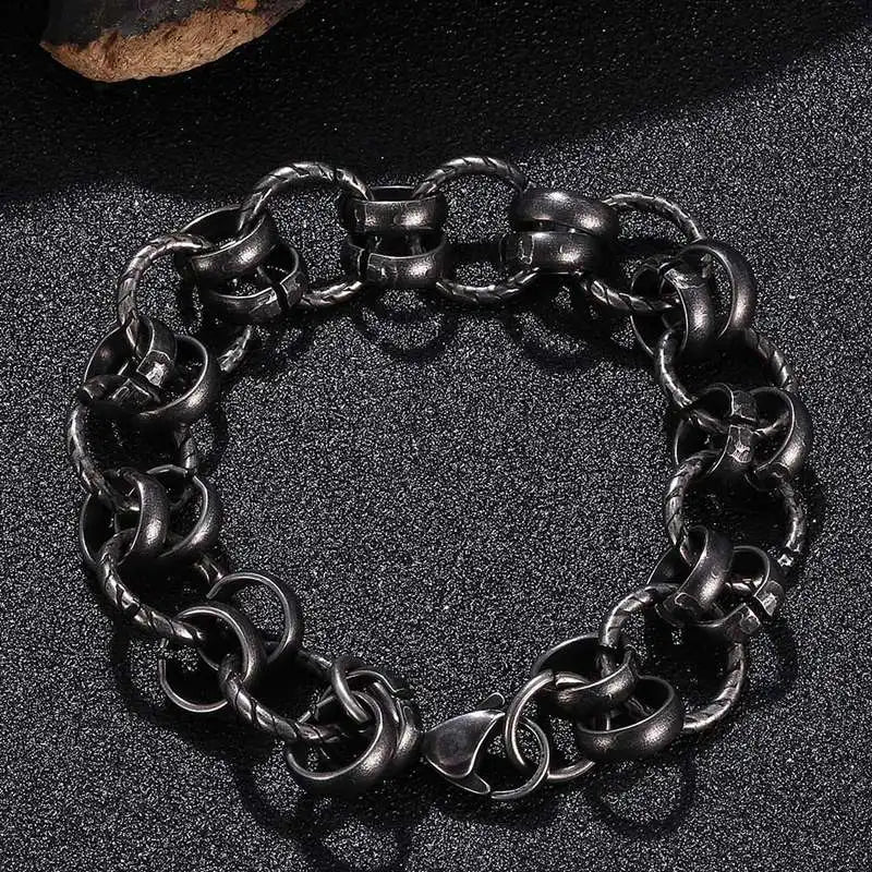 Stainless Steel Link Chain Bracelet Men Punk Wrist Jewelry Gift GS0116