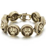 Vintage Stainless Steel Man Bracelet 22MM Wide Tiger Head Chain Charm Bracelets