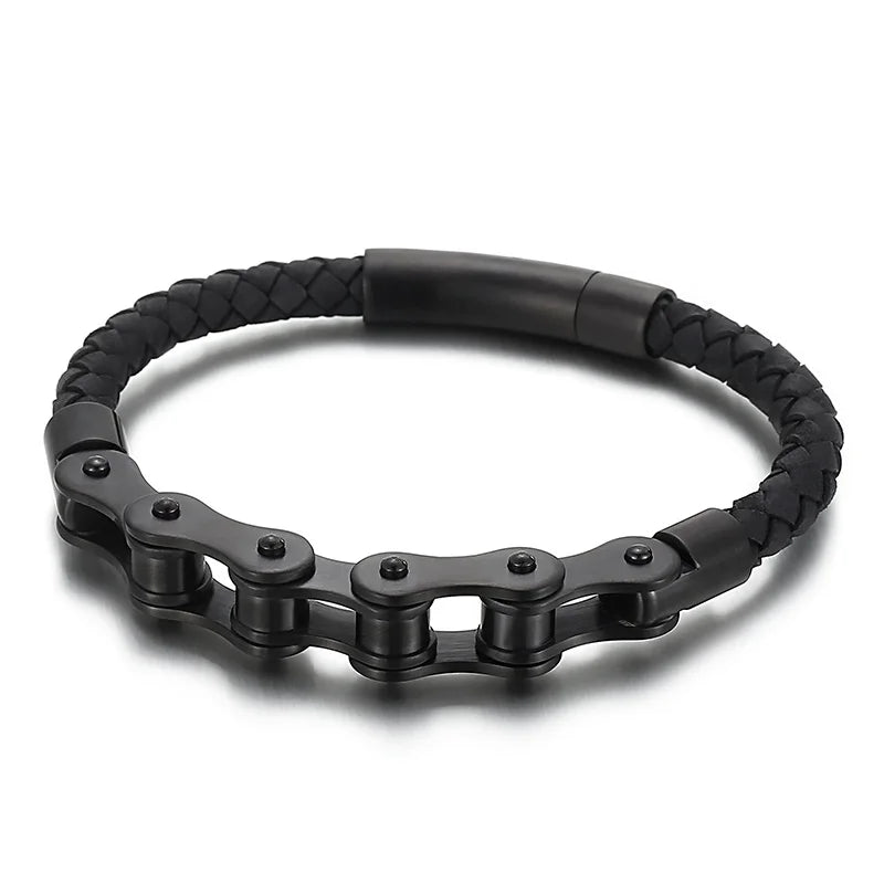 Vintage Stainless Steel Men Bracelet 10MM Cycling Bicycle Link Chain Men's