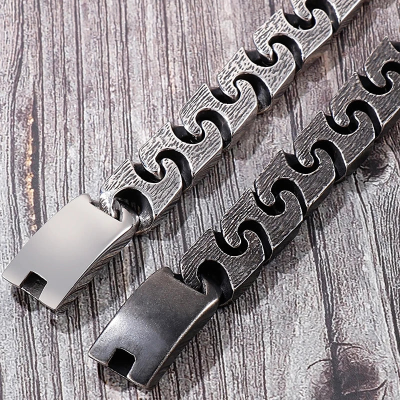 Vintage Stainless Steel Men's Link Chain Man Bracelet
