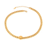 Smiling Face Necklace Choker Double Chain Stainless Steel Vintage Jewelry