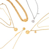 Smiling Face Necklace Choker Double Chain Stainless Steel Vintage Jewelry