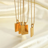 Vintage Stainless Steel Letter Pendant Necklace Geometric Ball Chain 18k